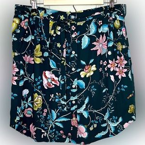 Loft Dark Green Floral Skirt - Large
